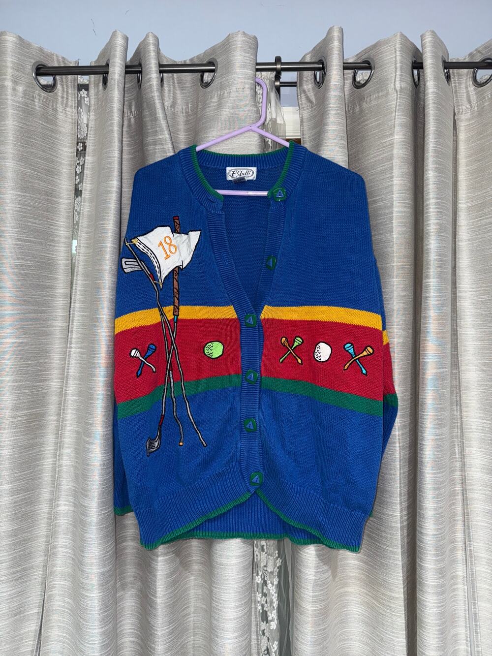 Eighties vintage P Galli golf cardigan size large